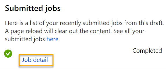 Screenshot of job details next to the completed job.