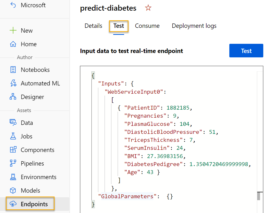 Screenshot of the location of the Endpoints option on the left-hand pane.