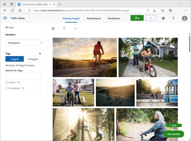 Screenshot of tagged images in a project.