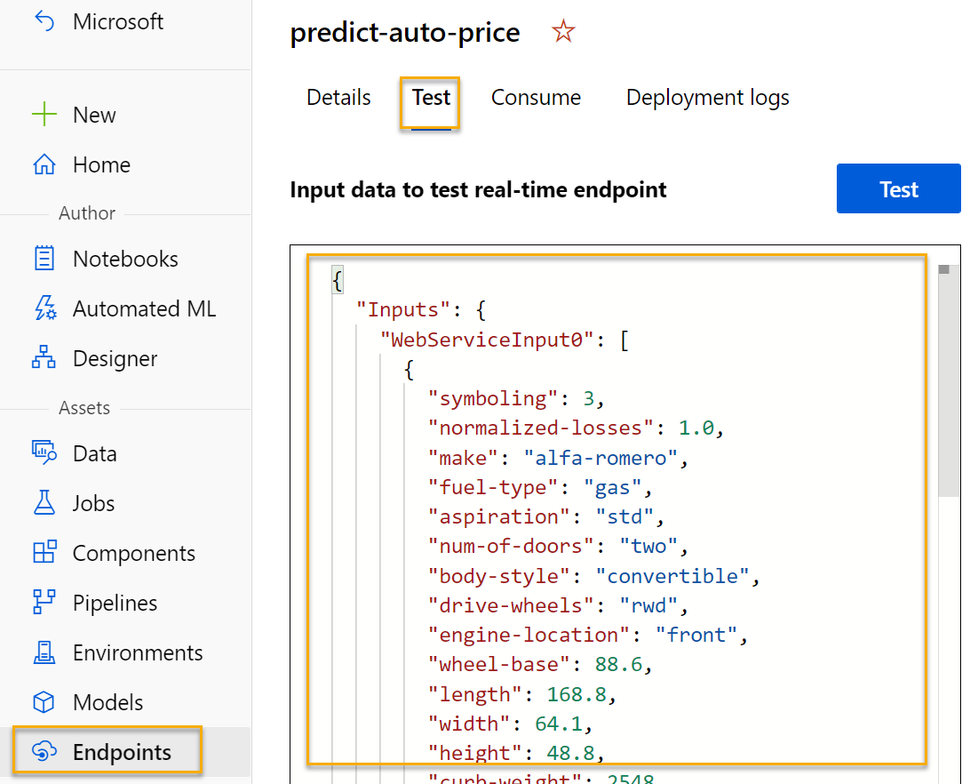 Screenshot of the location of the Endpoints option on the left-hand pane.