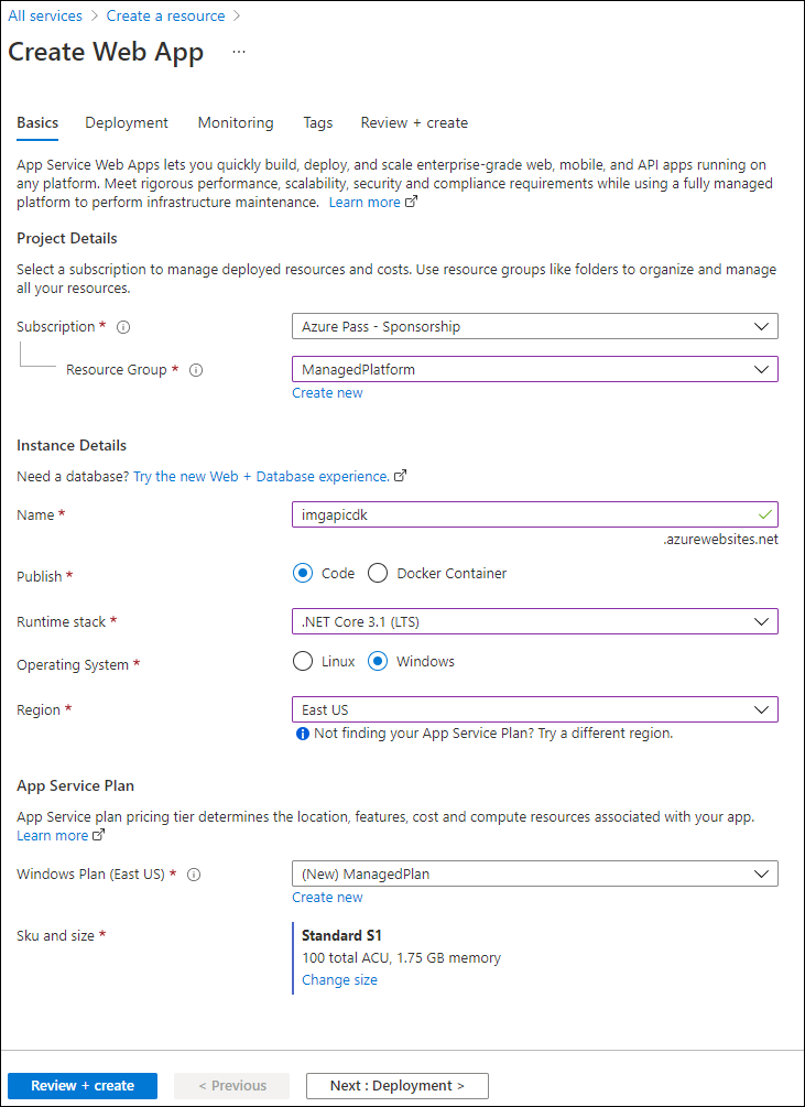 Create web app blade