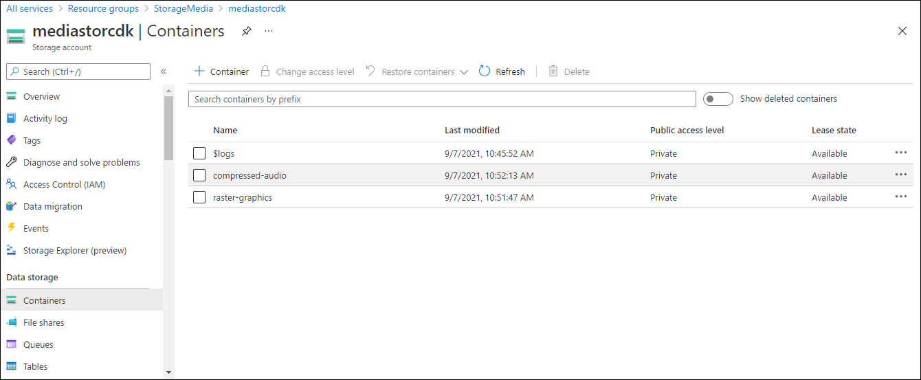 Create a storage account blade